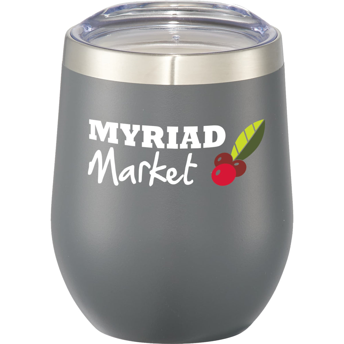 Corzo Insulated Cup with Press-On Lid, 12 oz - Gray - Front