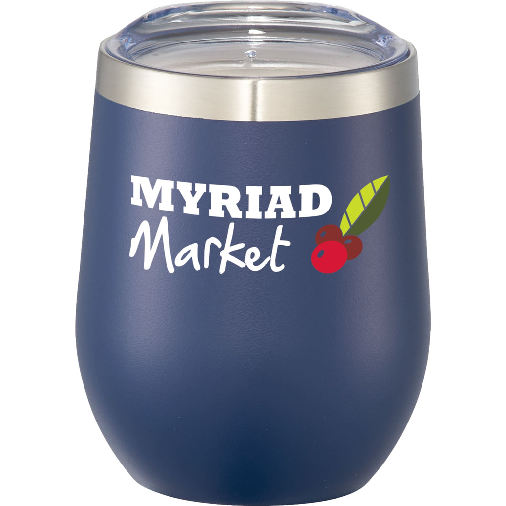 Corzo Insulated Cup with Press-On Lid, 12 oz - Navy - Front 2