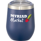 Corzo Insulated Cup with Press-On Lid, 12 oz - Navy - Front 2