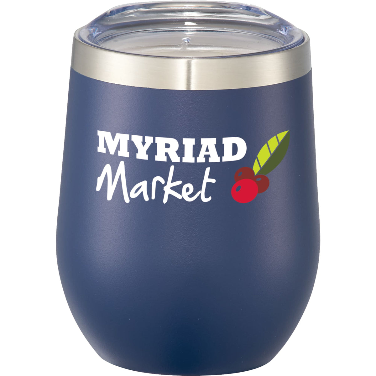 Corzo Insulated Cup with Press-On Lid, 12 oz - Navy - Front 2