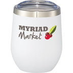 Corzo Insulated Cup with Press-On Lid, 12 oz - White - Front 3