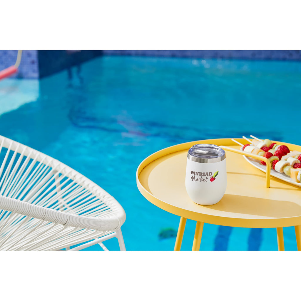 Corzo Insulated Cup with Press-On Lid, 12 oz - White - Front