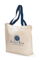 Cotton Canvas Tote with Colored Handles Embroidery - Navy Blue - View 1