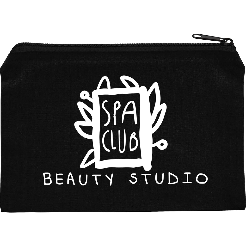 Cotton Canvas Travel Pouch with Zip, 8 oz - Black - Front