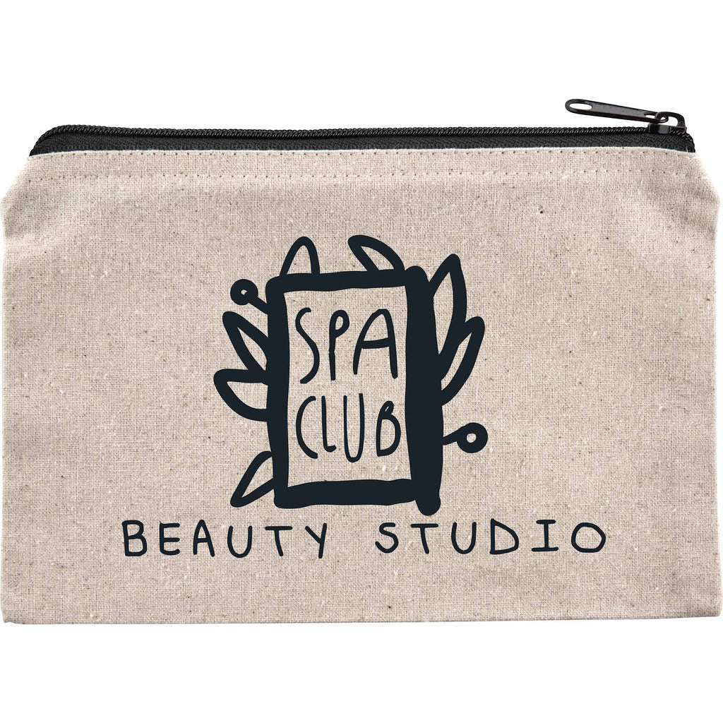 Cotton Canvas Travel Pouch with Zip, 8 oz - Natural - Front