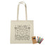 Cotton Coloring Tote Bag with Crayons, 4 oz - Natural - Silk Screen