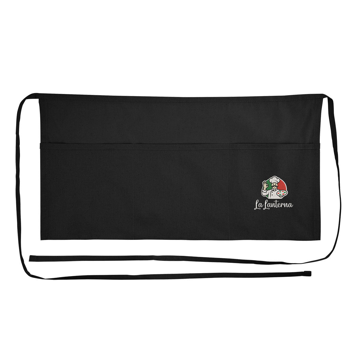 Cotton Half Apron Embroidery - Black - Embroidery