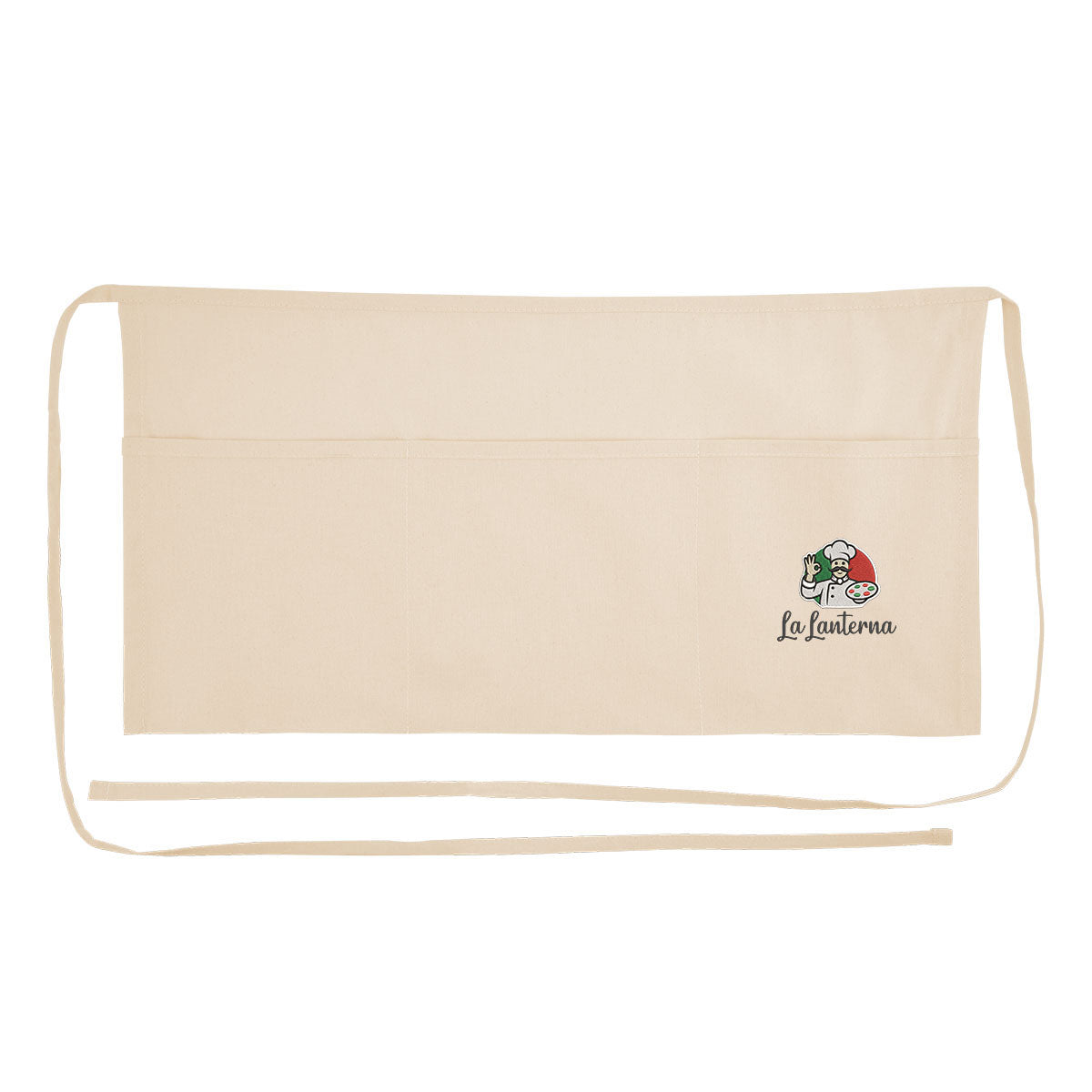 Cotton Half Apron Embroidery - Natural - Embroidery