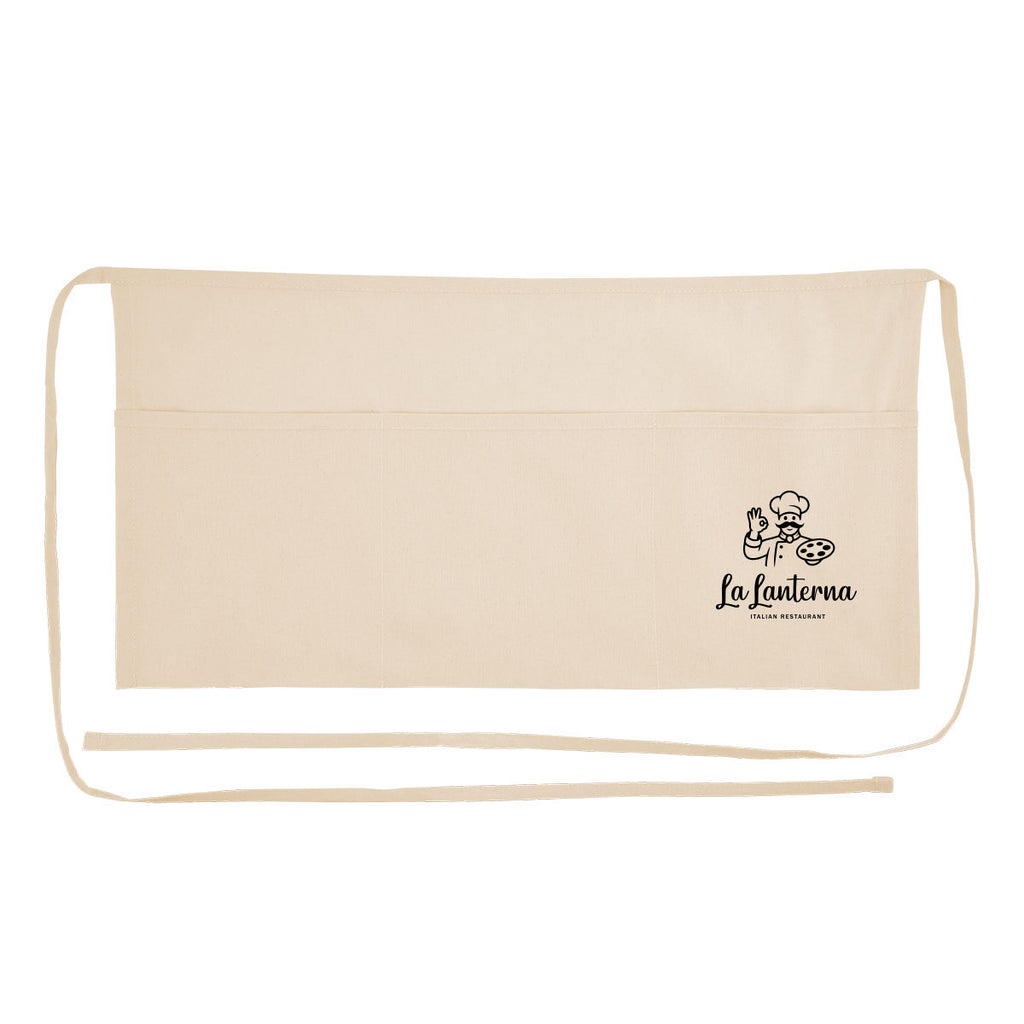 Cotton Half Apron Embroidery - Natural - Silk Screen