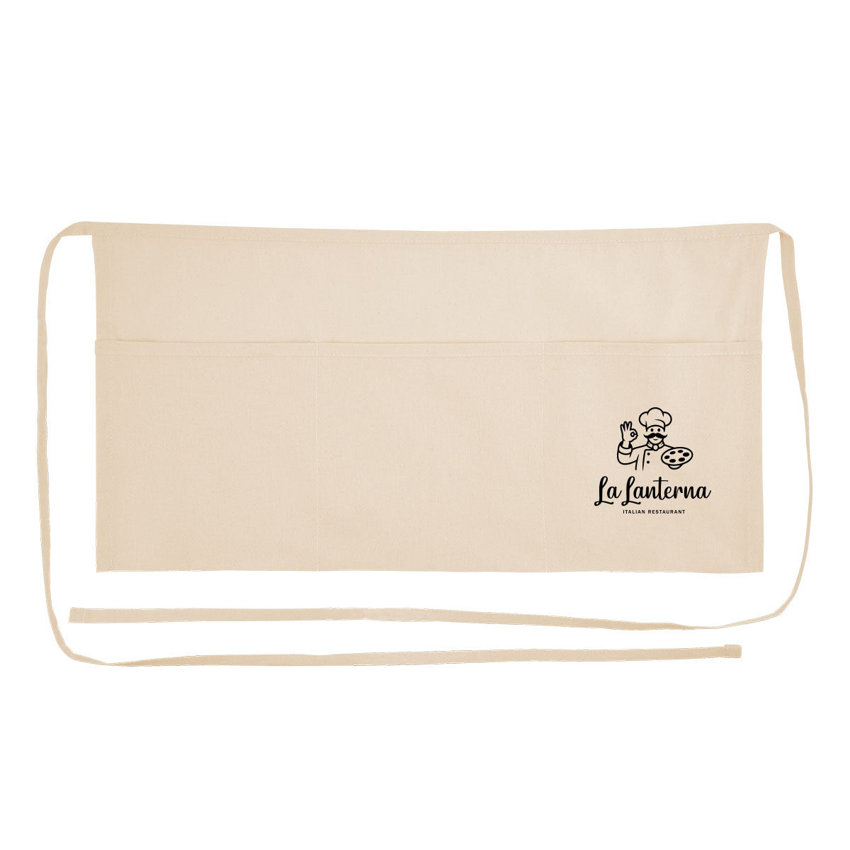 Cotton Half Apron Embroidery - Natural - Silk Screen