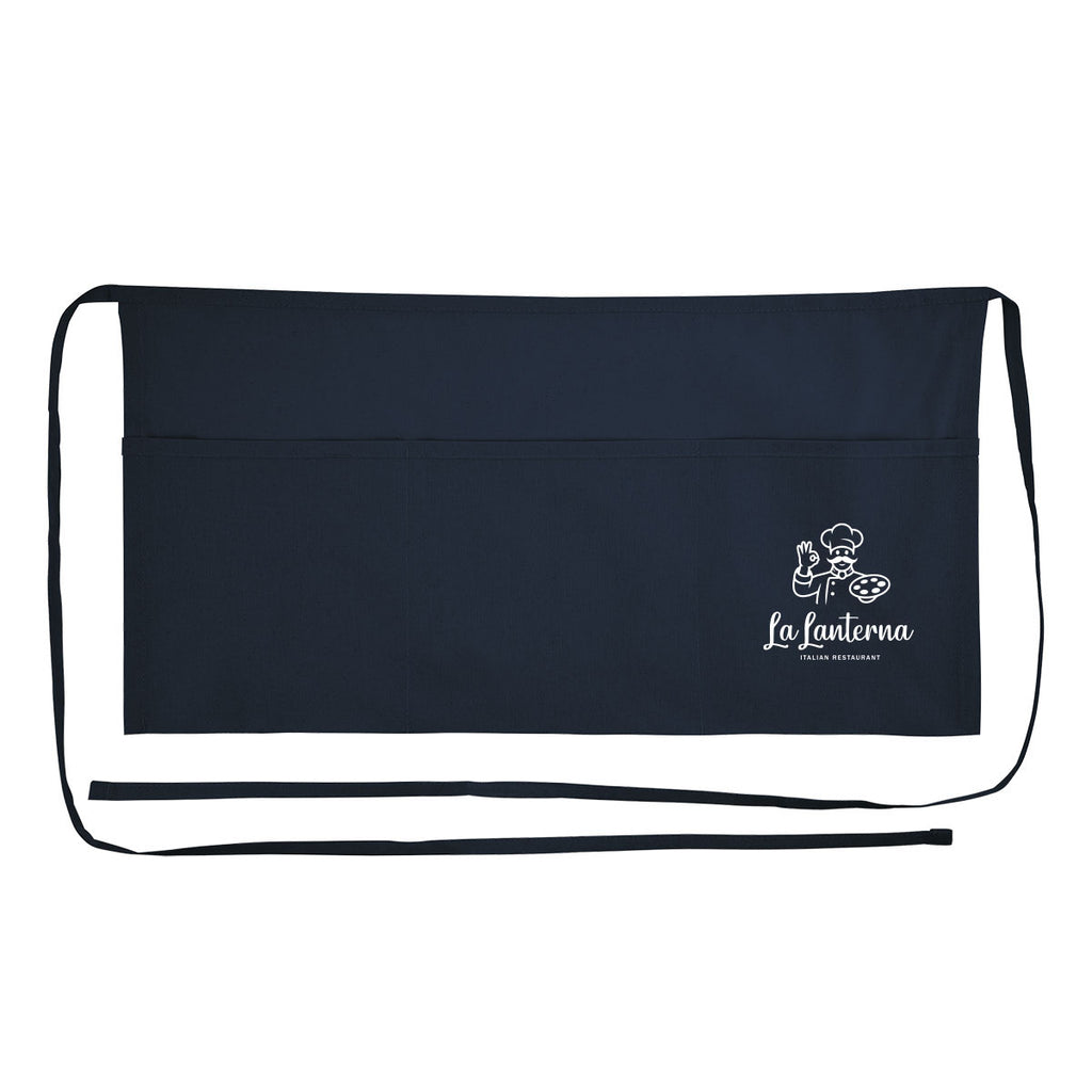 Cotton Half Apron Embroidery - Navy - Silk Screen