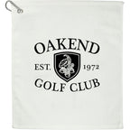 Cotton Terry Golf Towel with Carabiner, 15 x 18 Inches - White - Front