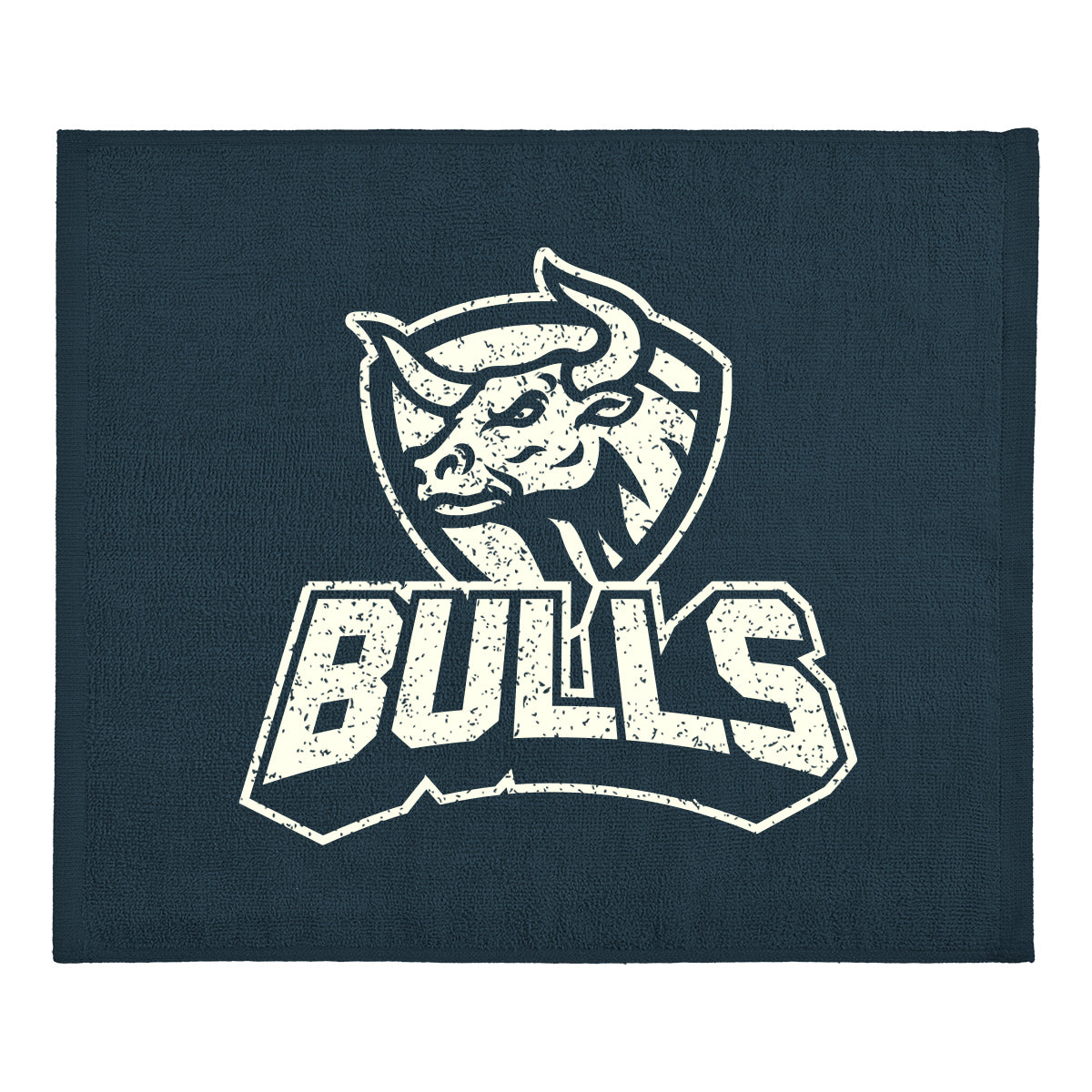 Cotton Velour Rally Towel, 15 x 18 Inches - Navy - Silk Screen