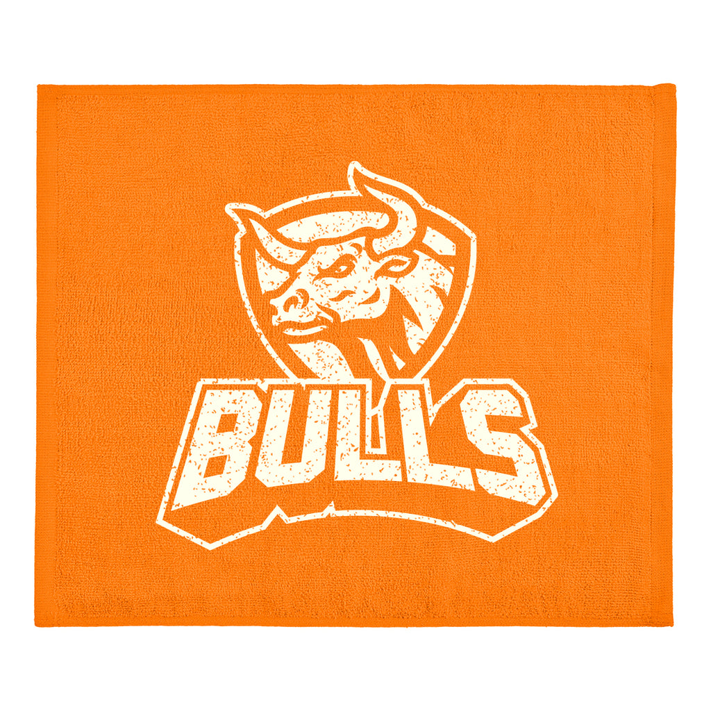 Cotton Velour Rally Towel, 15 x 18 Inches - Orange - Silk Screen