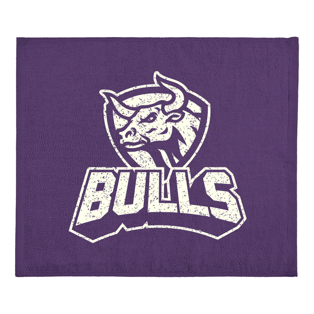 Cotton Velour Rally Towel, 15 x 18 Inches - Purple - Silk Screen