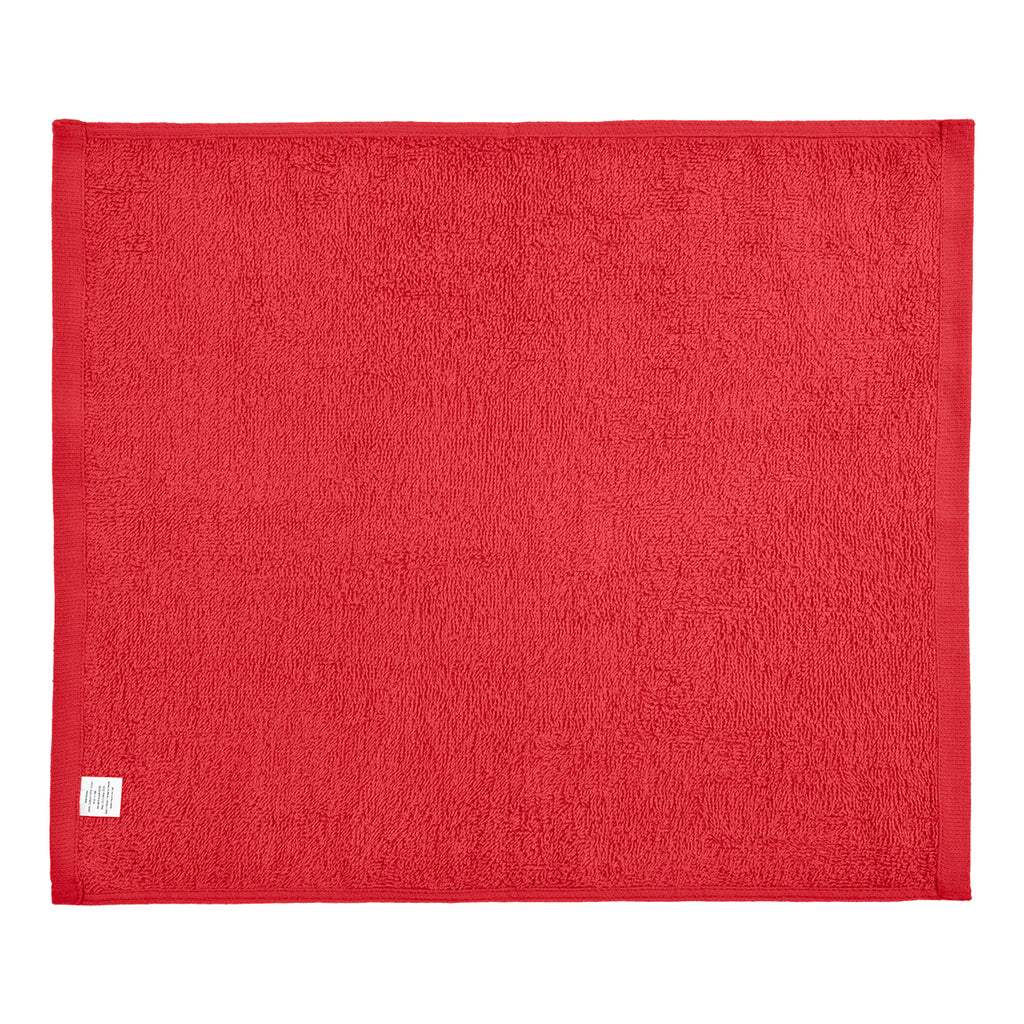 Cotton Velour Rally Towel, 15 x 18 Inches - Red - Back