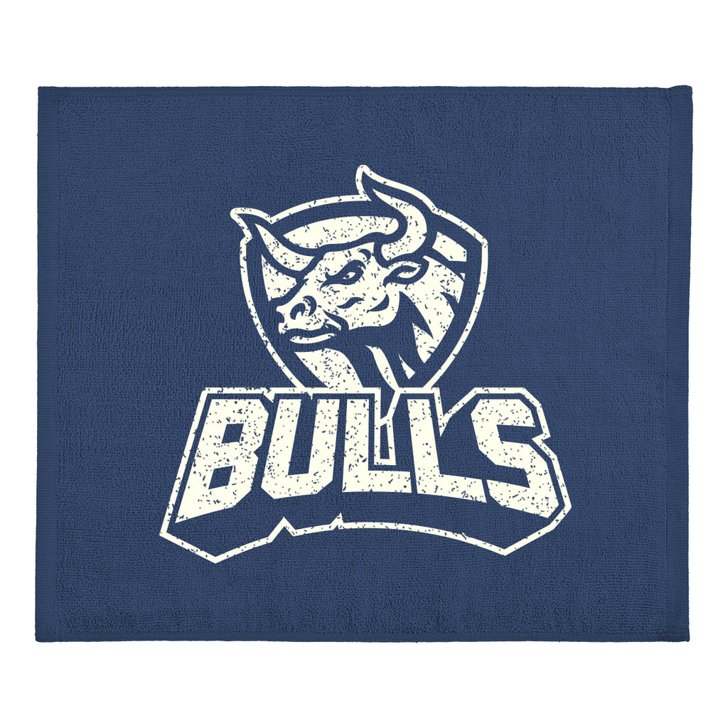 Cotton Velour Rally Towel, 15 x 18 Inches - Royal Blue - Silk Screen