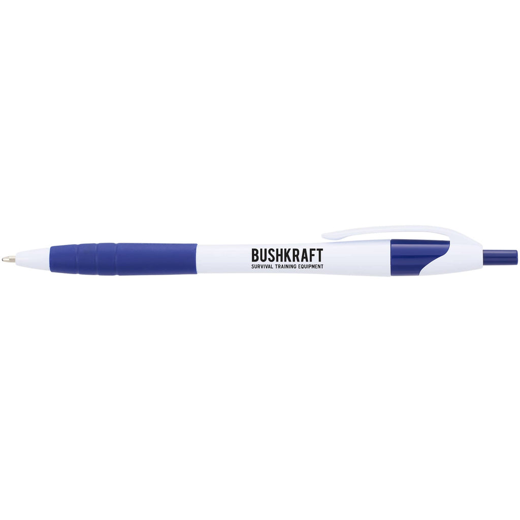 Cougar Ballpoint Pen with Rubber Grip - Wblue - Front