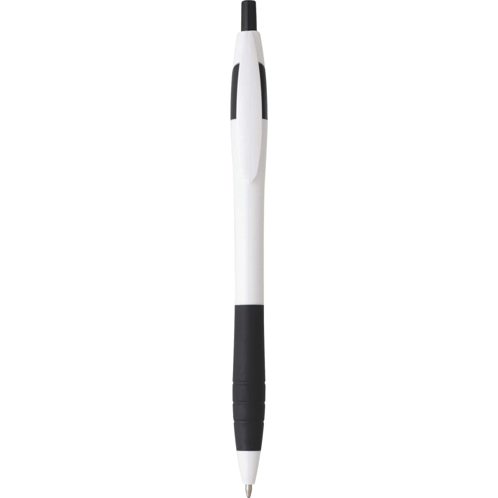 Cougar Ballpoint Pen with Rubber Grip - White w/Black Trim - Photo