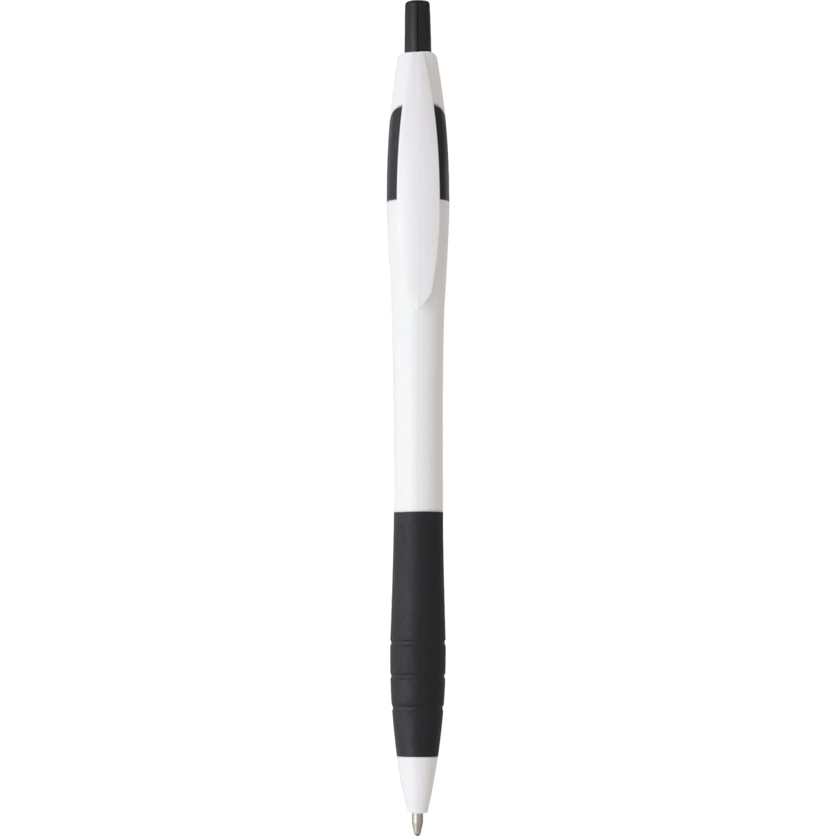 Cougar Ballpoint Pen with Rubber Grip - White w/Black Trim - Photo