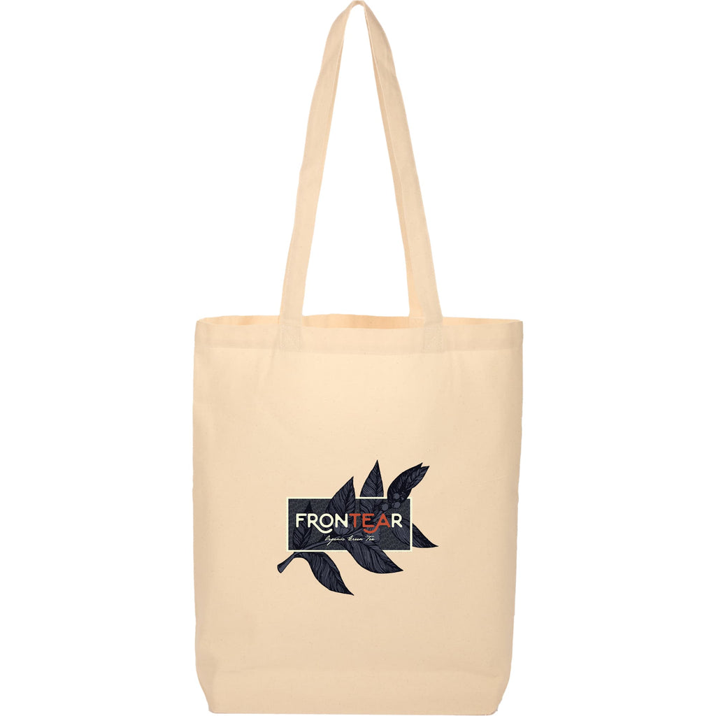Cove Gusseted Organic Cotton Tote, 5 oz Full Color - Natural - Front