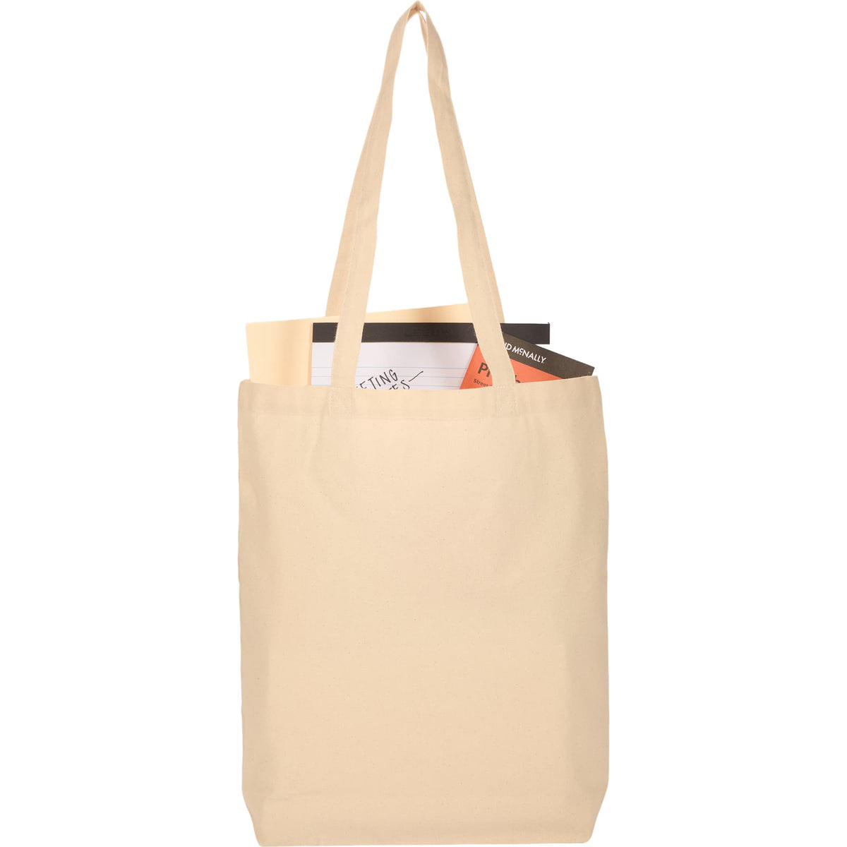 Cove Gusseted Organic Cotton Tote, 5 oz Full Color - Natural - Propped 2