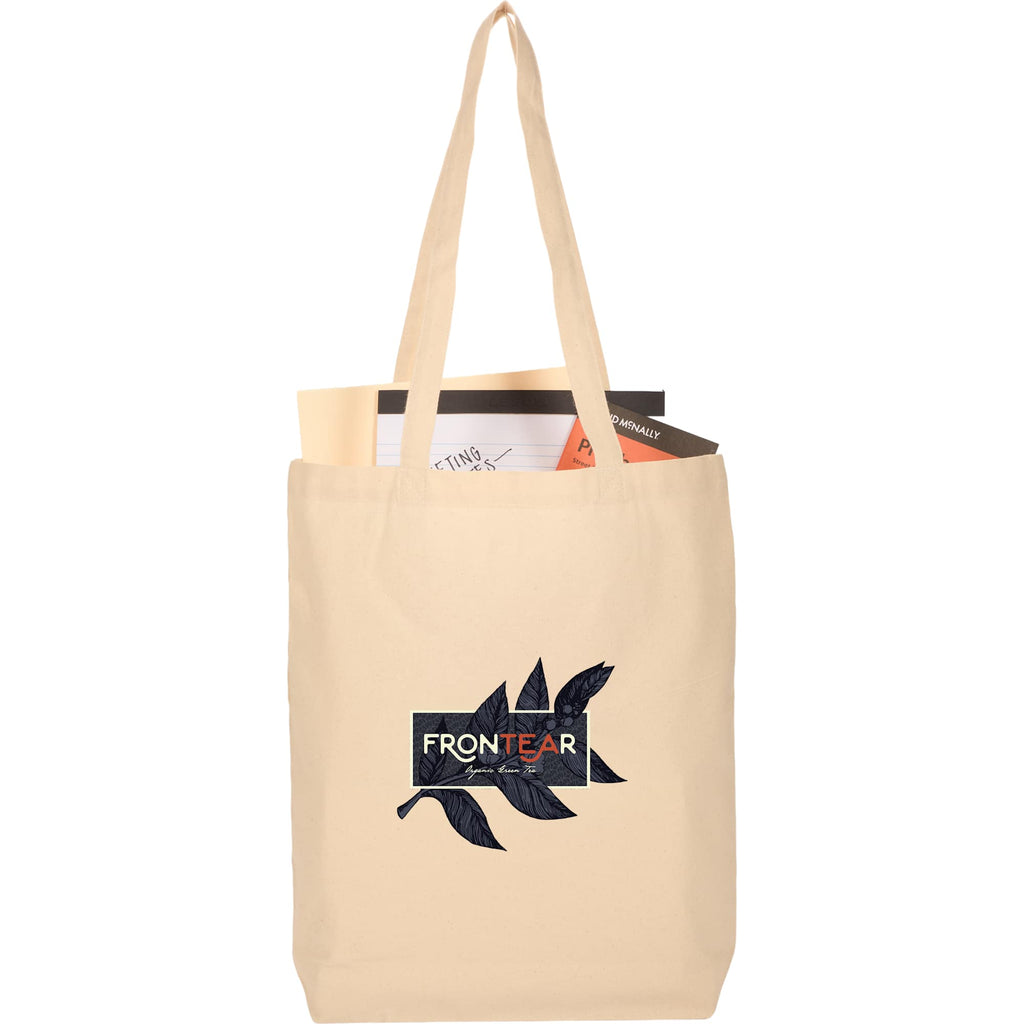 Cove Gusseted Organic Cotton Tote, 5 oz Full Color - Natural - Propped