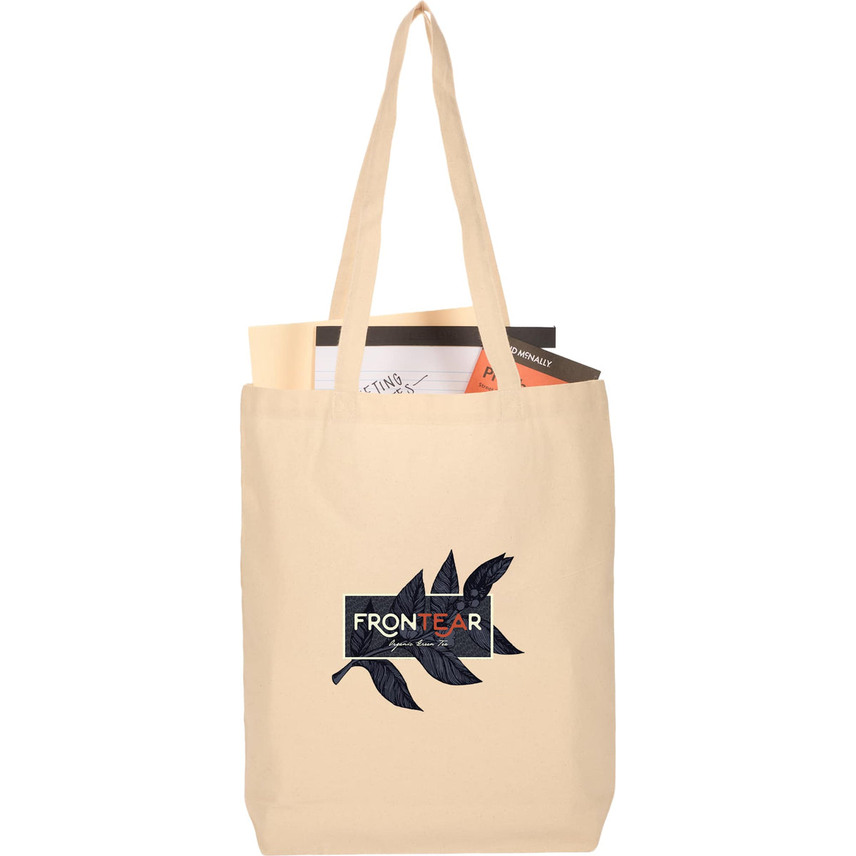 Cove Gusseted Organic Cotton Tote, 5 oz Full Color - Natural - Propped