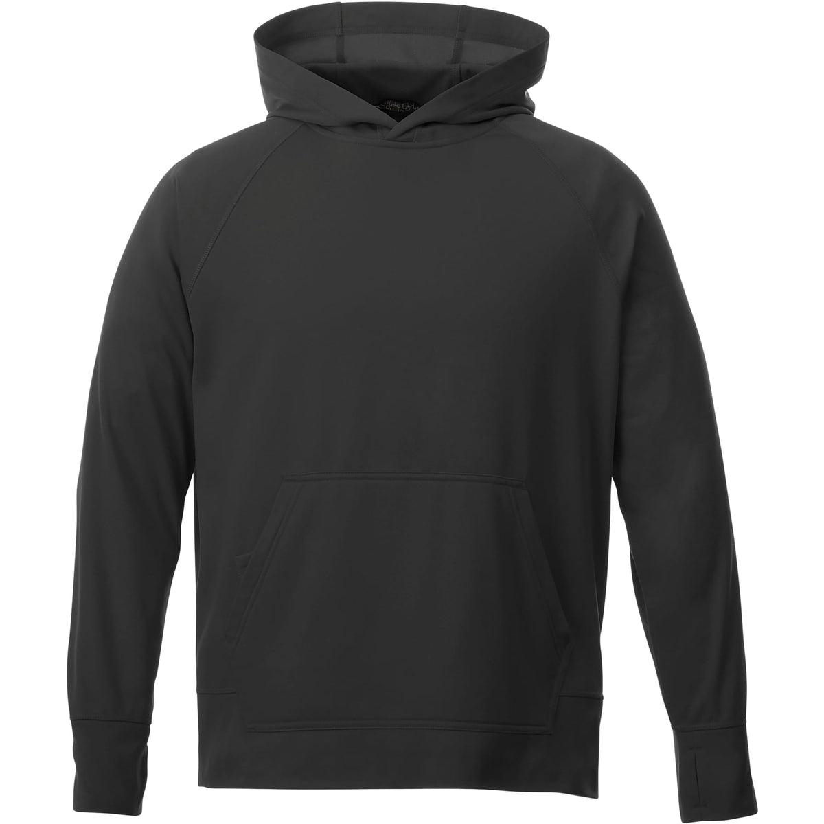 Coville Knit Hoodie with Thumb Holes for Men Debossing - Black - Front Flat