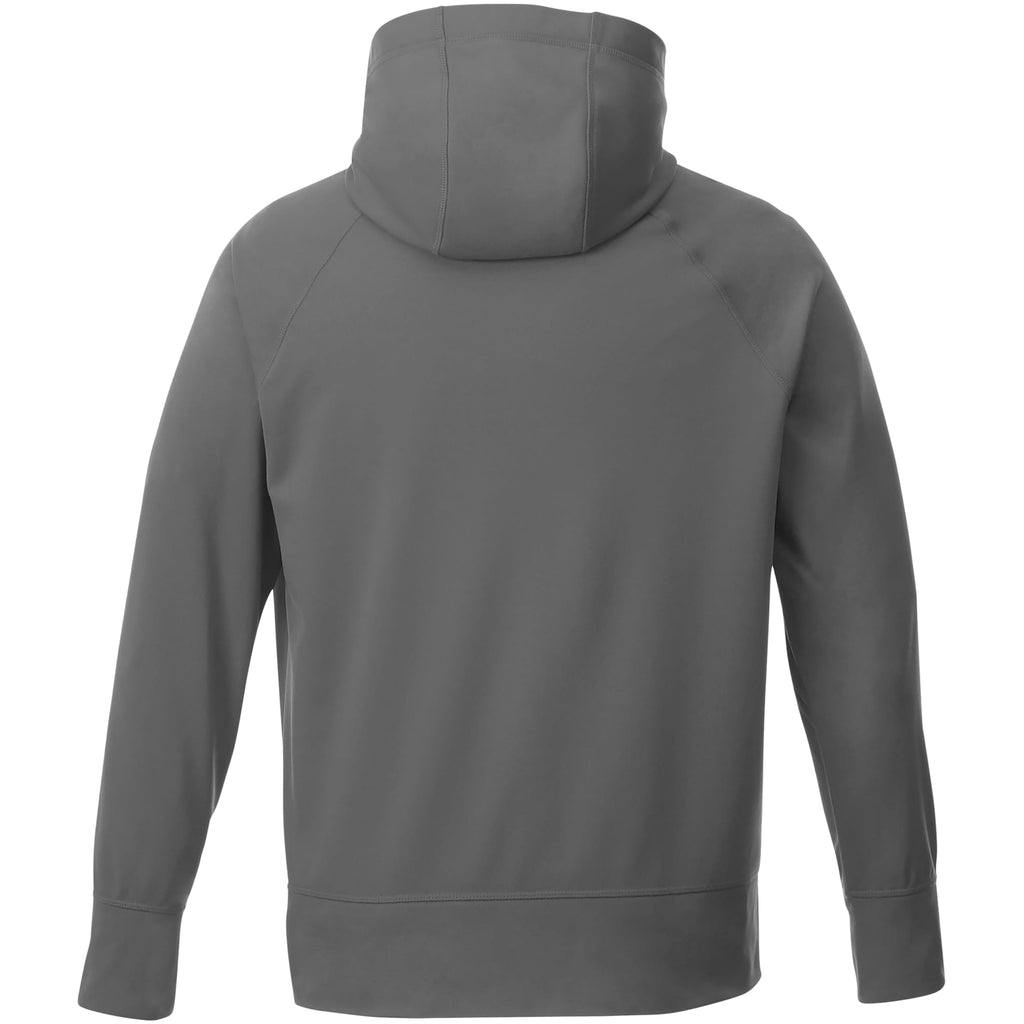 Coville Knit Hoodie with Thumb Holes for Men Debossing - Grey Storm - Back Flat