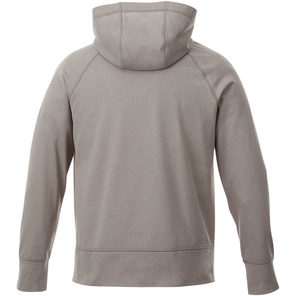 Coville Knit Hoodie with Thumb Holes for Men Debossing - Heather Grey - Back Flat