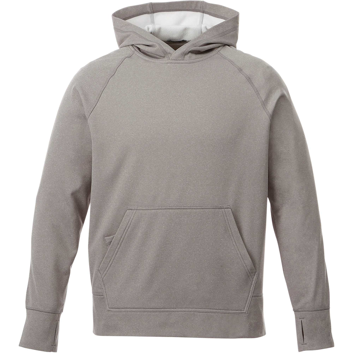 Coville Knit Hoodie with Thumb Holes for Men Debossing - Heather Grey - Front Flat