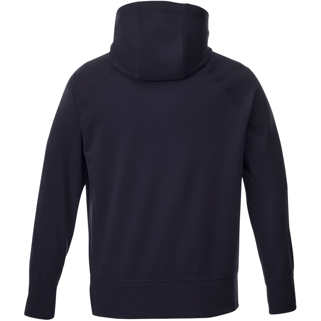 Coville Knit Hoodie with Thumb Holes for Men Debossing - Navy - Back Flat
