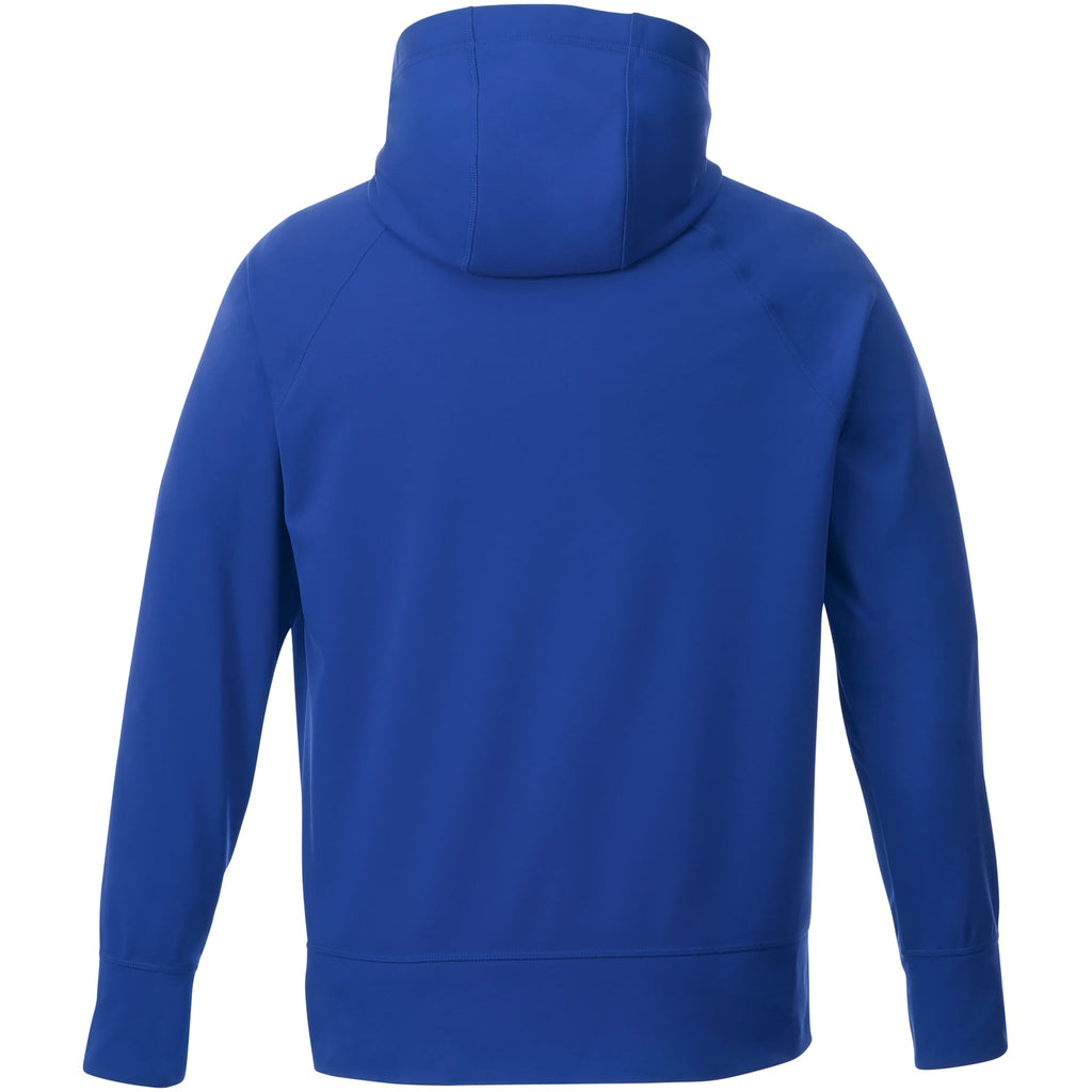 Coville Knit Hoodie with Thumb Holes for Men Debossing - New Royal - Back Flat