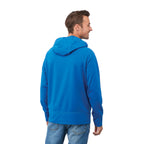 Coville Knit Hoodie with Thumb Holes for Men Debossing - Olympic Blue - Back On Model