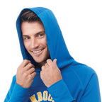 Coville Knit Hoodie with Thumb Holes for Men Debossing - Olympic Blue - On Model 3
