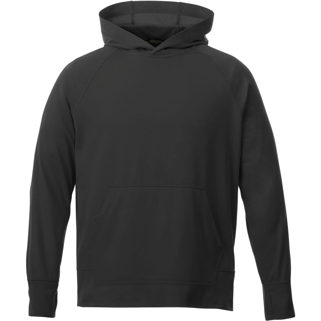 Coville Knit Hoodie with Thumb Holes for Men Embroidery - Black - Front Flat