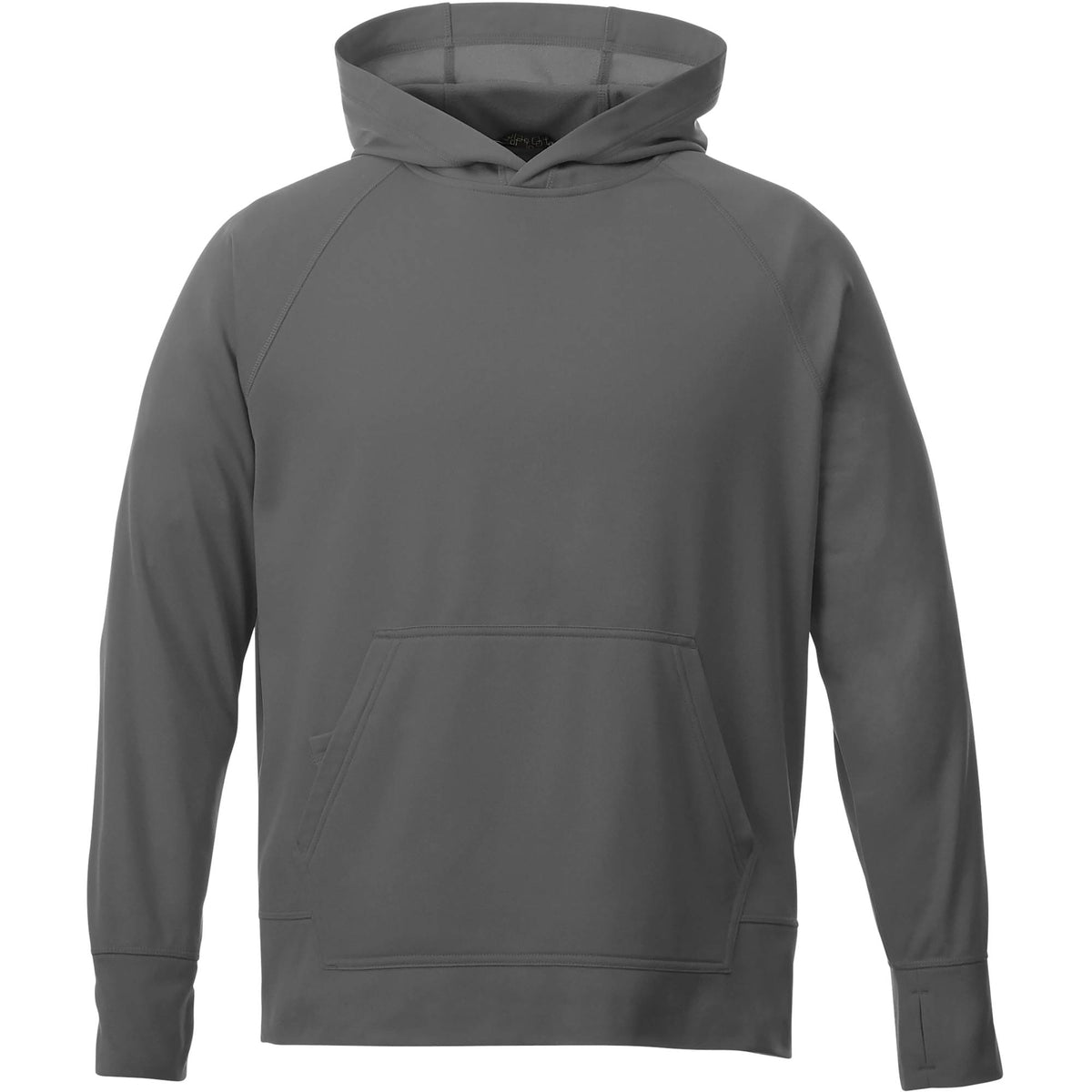 Coville Knit Hoodie with Thumb Holes for Men Embroidery - Grey Storm - Front Flat