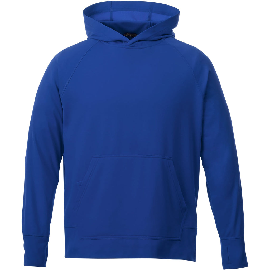 Coville Knit Hoodie with Thumb Holes for Men Embroidery - New Royal - Front Flat