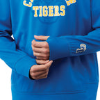 Coville Knit Hoodie with Thumb Holes for Men Embroidery - Olympic Blue - On Model 2
