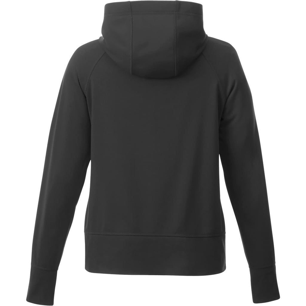 Coville Knit Hoodie with Thumb Holes for Women Laser Engraving - Black - Back Flat