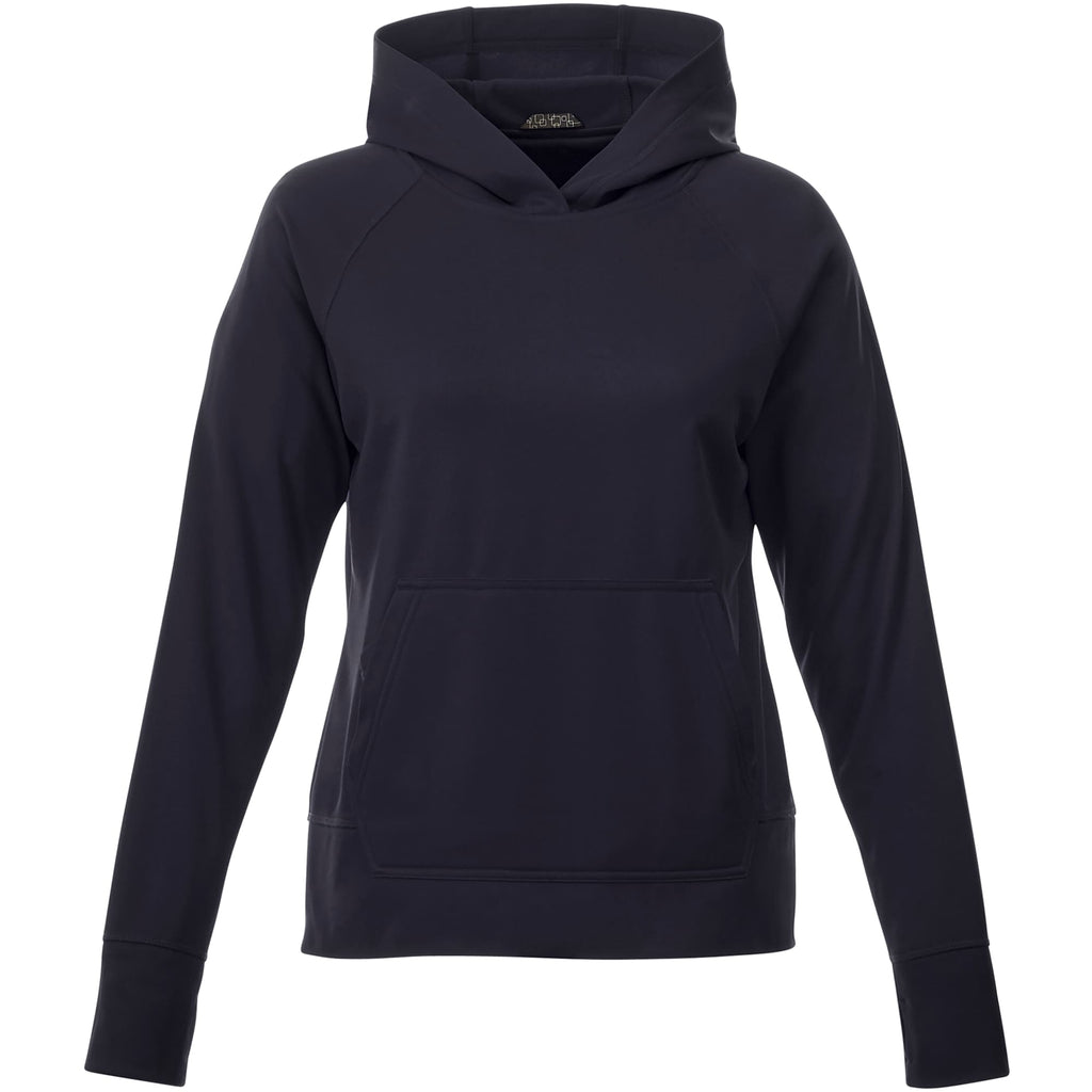 Coville Knit Hoodie with Thumb Holes for Women Laser Engraving - Navy - Front Flat