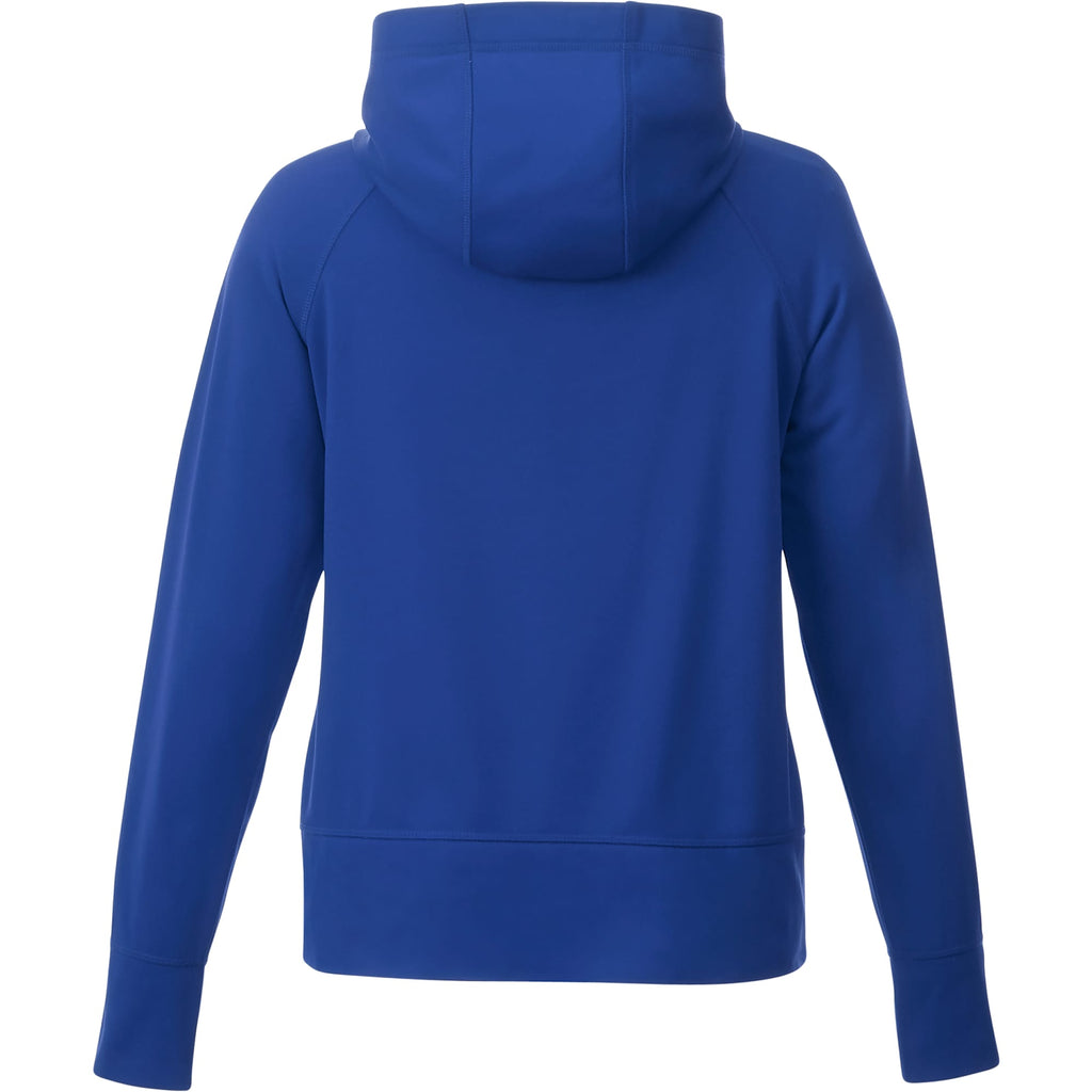 Coville Knit Hoodie with Thumb Holes for Women Laser Engraving - New Royal - Back Flat