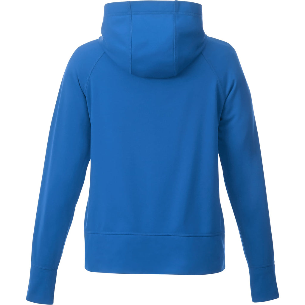 Coville Knit Hoodie with Thumb Holes for Women Laser Engraving - Olympic Blue - Back Flat