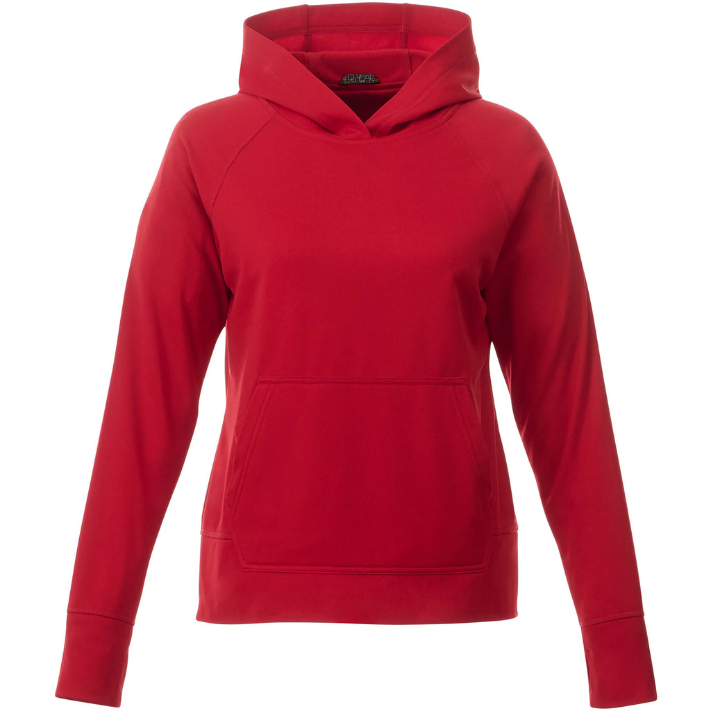 Coville Knit Hoodie with Thumb Holes for Women Laser Engraving - Team Red - Front Flat