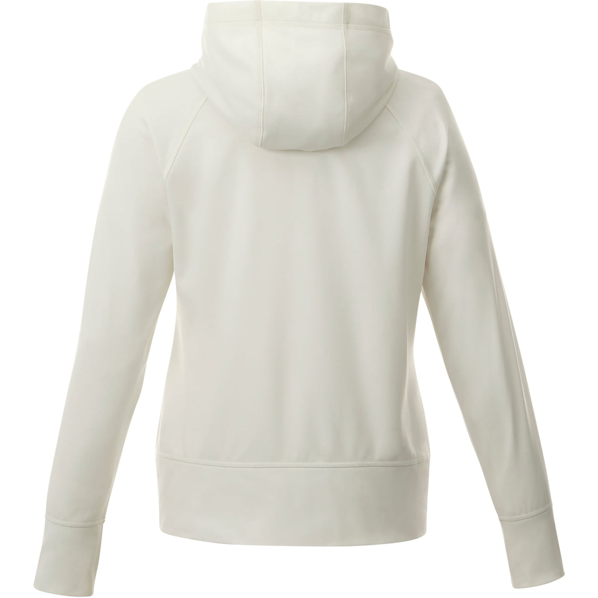 Coville Knit Hoodie with Thumb Holes for Women Laser Engraving - White/White - Back Flat