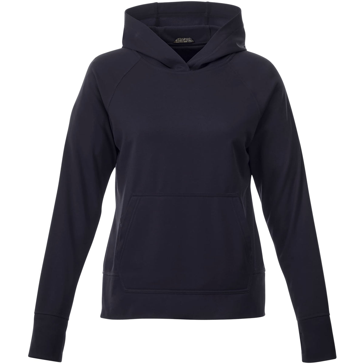Coville Knit Hoodie with Thumb Holes for Women Transfer - Navy - Front Flat