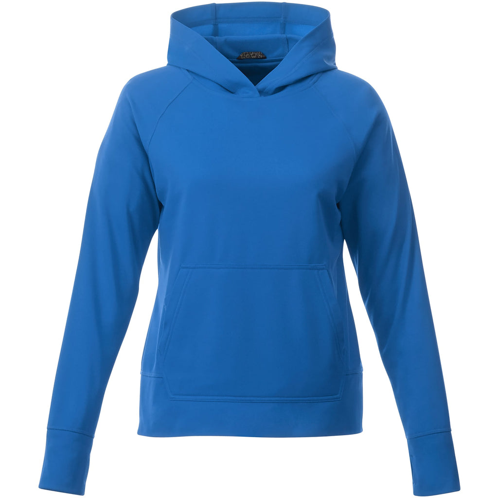 Coville Knit Hoodie with Thumb Holes for Women Transfer - Olympic Blue - Front Flat