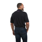 Crandall Poly Cotton Pique Polo for Men Embroidery - Black - Back 4