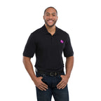 Crandall Poly Cotton Pique Polo for Men Embroidery - Black - Back